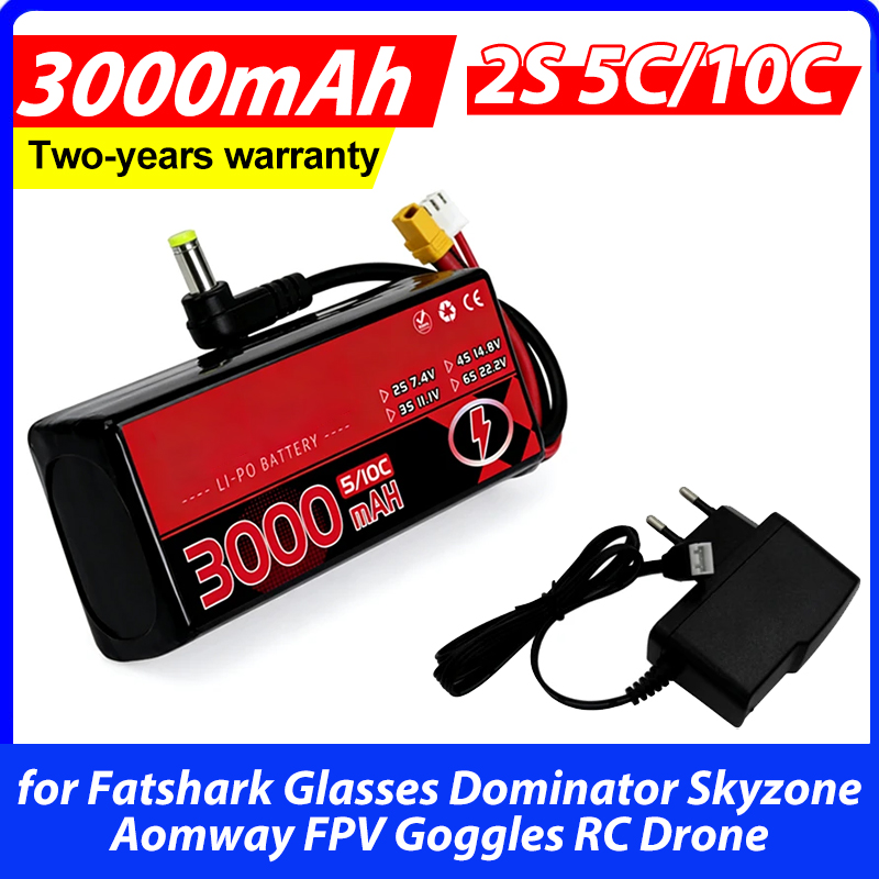 Batería Lipo de 3000 mAh 2S 5C - Skyzone Sky04X Pro Oled Fpv Goggles reseña y precio
